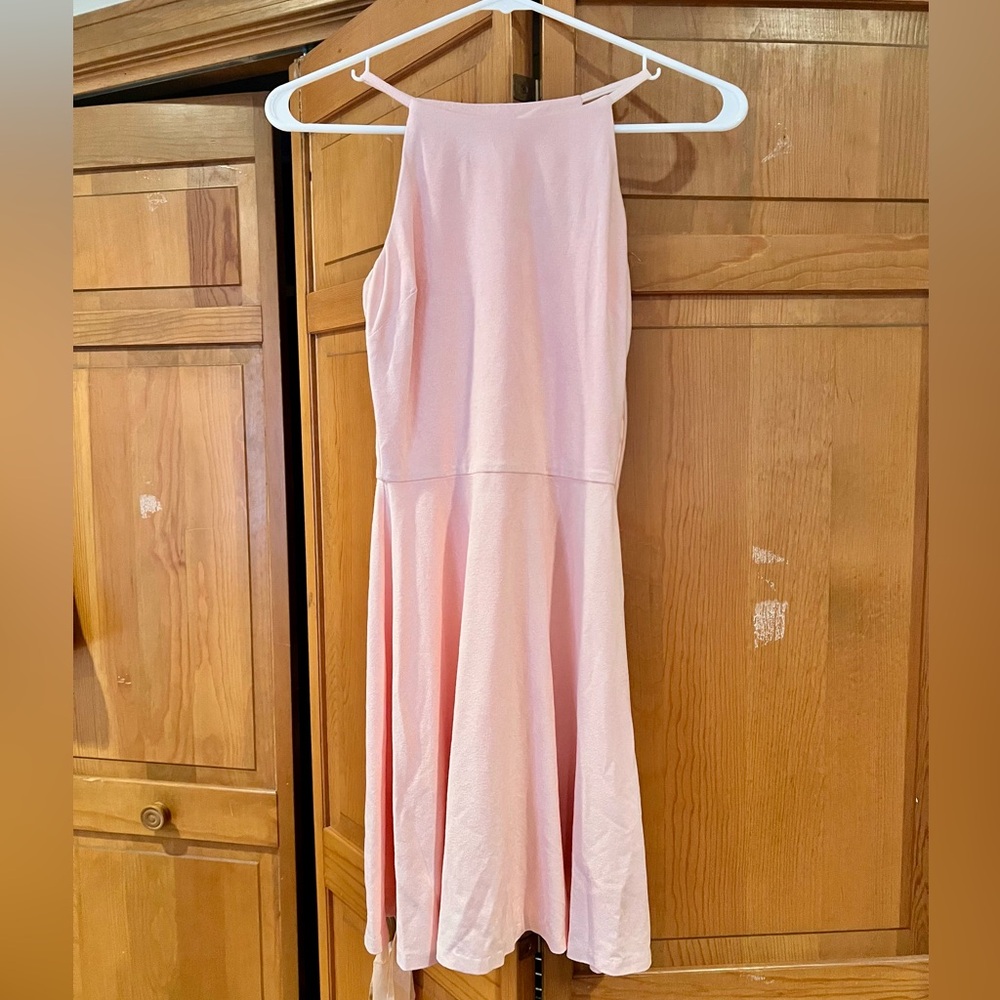 Pink ultrasuede fit & flare dress EUC